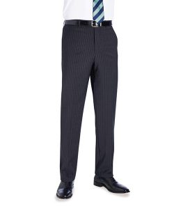 Avalino Flat Front Trouser Charcoal Pinstripe